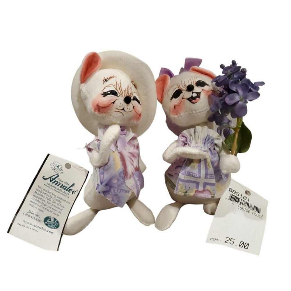 2 Annalee Dolls 7" Spring Mouse Pair Lester Louise #085001 #085101 NWT